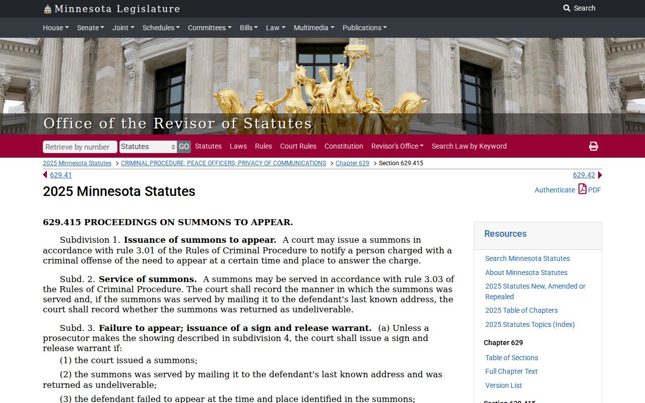 Meeker County Warrant Records: Minnesota sign-and-release warrant statute text and definitions