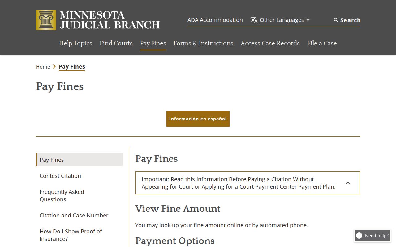 Meeker County Warrant Records: Judicial Branch citation payment and failure-to-appear guidance