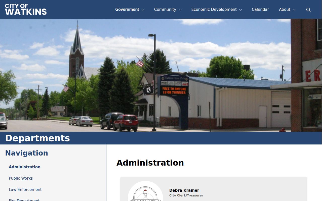 Watkins administration page for city records and Watkins warrant records routing